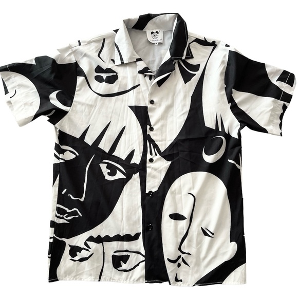 Tide Bear Other - TIDE BEAR abstract face print button down short sleeve shirt medium like new